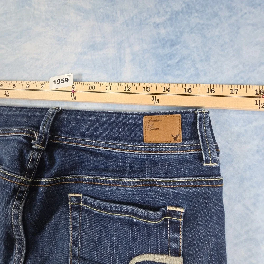 American Eagle Original Boot Jeans Womens 8 Dark Wash Stretch Denim Blue Bootcut